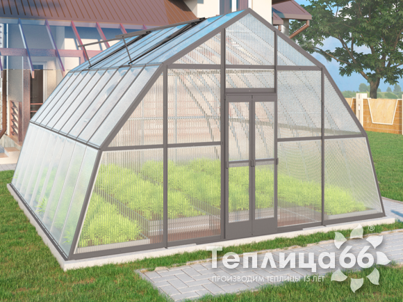 Теплица Рада Балхаш из поликарбоната, 5х6 метров, графитовая